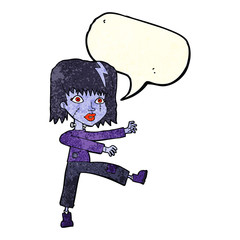 cartoon undead girl with speech bubble
