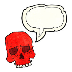 cartoon spooky skull with speech bubble
