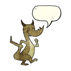 cartoon happy dragon with speech bubble