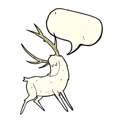 cartoon white stag with speech bubble