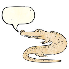 cartoon alligator with speech bubble