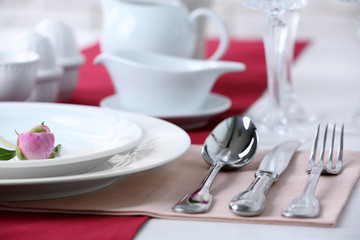 Beautiful table setting close up