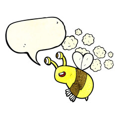cartoon happy bee with speech bubble