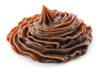 Delicious chocolate cream isolated on white