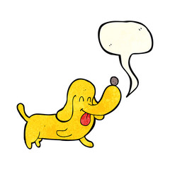 cartoon happy dog with speech bubble