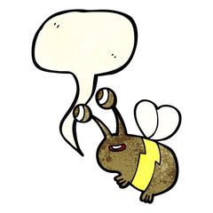cartoon happy bee with speech bubble
