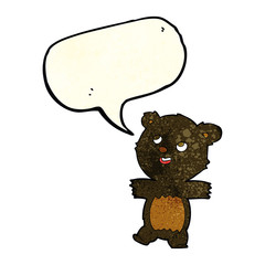 cartoon black bear with speech bubble