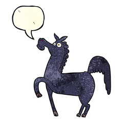 funny cartoon horse with speech bubble