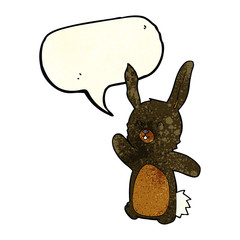 cartoon happy rabbit with speech bubble