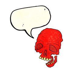 cartoon spooky skull with speech bubble