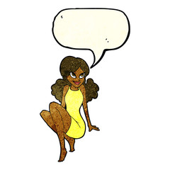 cartoon attractive woman posing with speech bubble