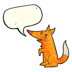 cartoon fox cub with speech bubble