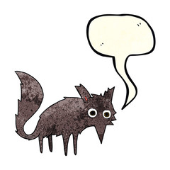 funny cartoon little wolf with speech bubble