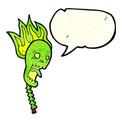 spooky cartoon skull with speech bubble