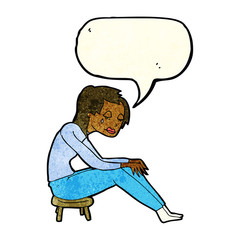 cartoon crying woman with speech bubble