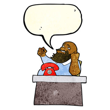 recommend clip art: cartoon arrogant boss man with speech bubble