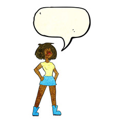 cartoon capable woman with speech bubble