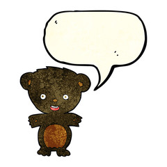 cartoon black bear with speech bubble