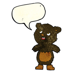 cartoon black bear with speech bubble