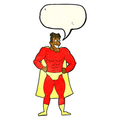 cartoon superhero with speech bubble