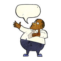 cartoon exasperated middle aged man with speech bubble