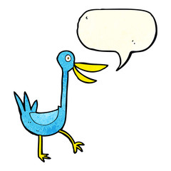 funny cartoon duck with speech bubble