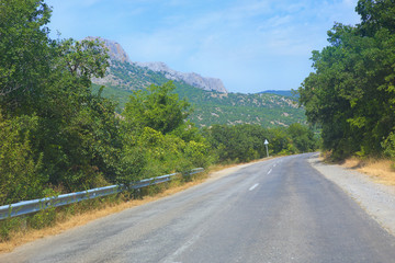 Crimea mountain landscape with highway