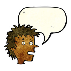 cartoon excited boy with speech bubble