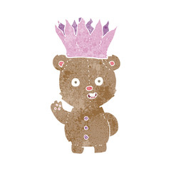 cartoon teddy bear wearing paper crown