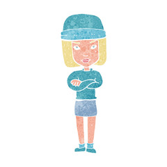 cartoon woman wearing winter hat