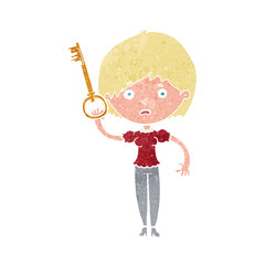 cartoon woman with key