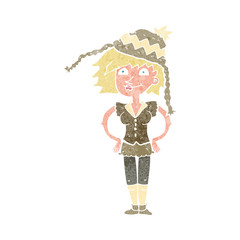 cartoon woman wearing winter hat