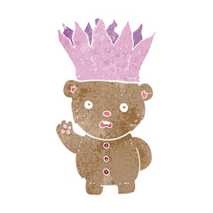 cartoon teddy bear wearing paper crown