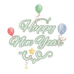 Happy new year isolated text
