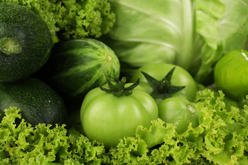 Heap of green vegetables close up