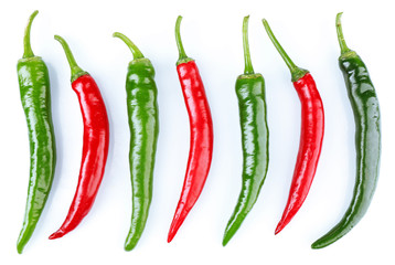 Hot peppers isolated on white
