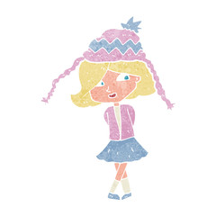 cartoon happy girl wearing hat