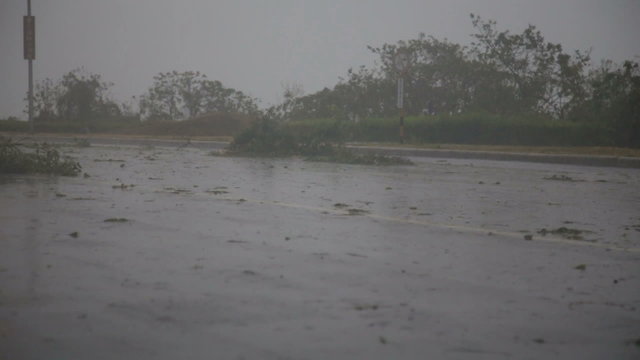 Rain and debri in typhoon