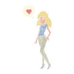 cartoon woman with love heart