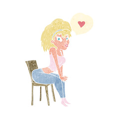 cartoon woman with love heart
