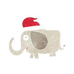 cartoon elephant in christmas hat