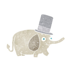 cartoon elephant wearing top hat