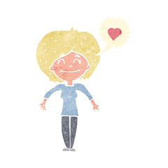 cartoon happy woman in love