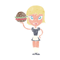 cartoon waitress with burger