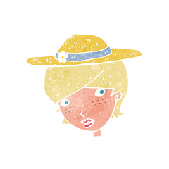 cartoon woman wearing summer hat