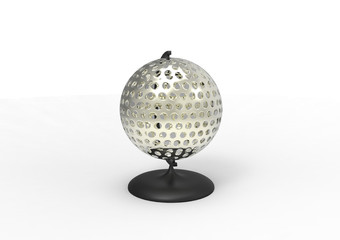 Globe icon with smoothn shadows and white map of the co