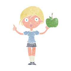 cartoon woman talking about health food