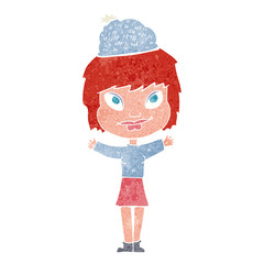 cartoon woman wearing hat