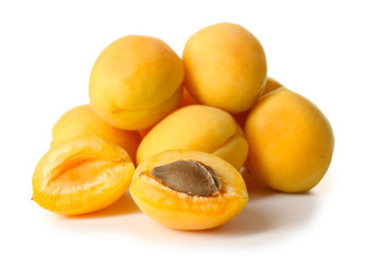 Ripe apricots isolated on white