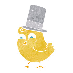 cartoon bird wearing top hat